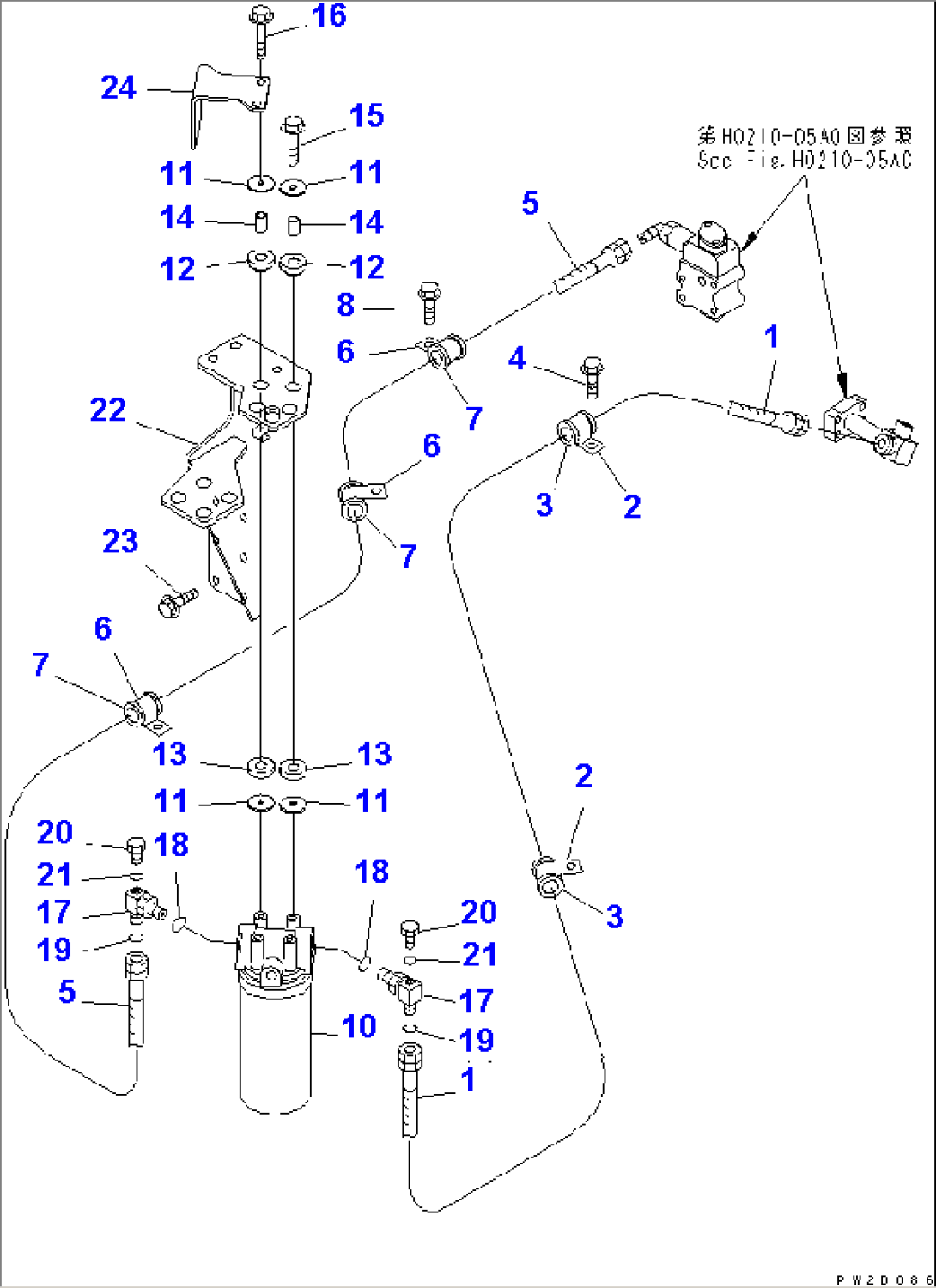 HYDRAULIC PIPING (TRANSMISSION OIL FILTER LINE)