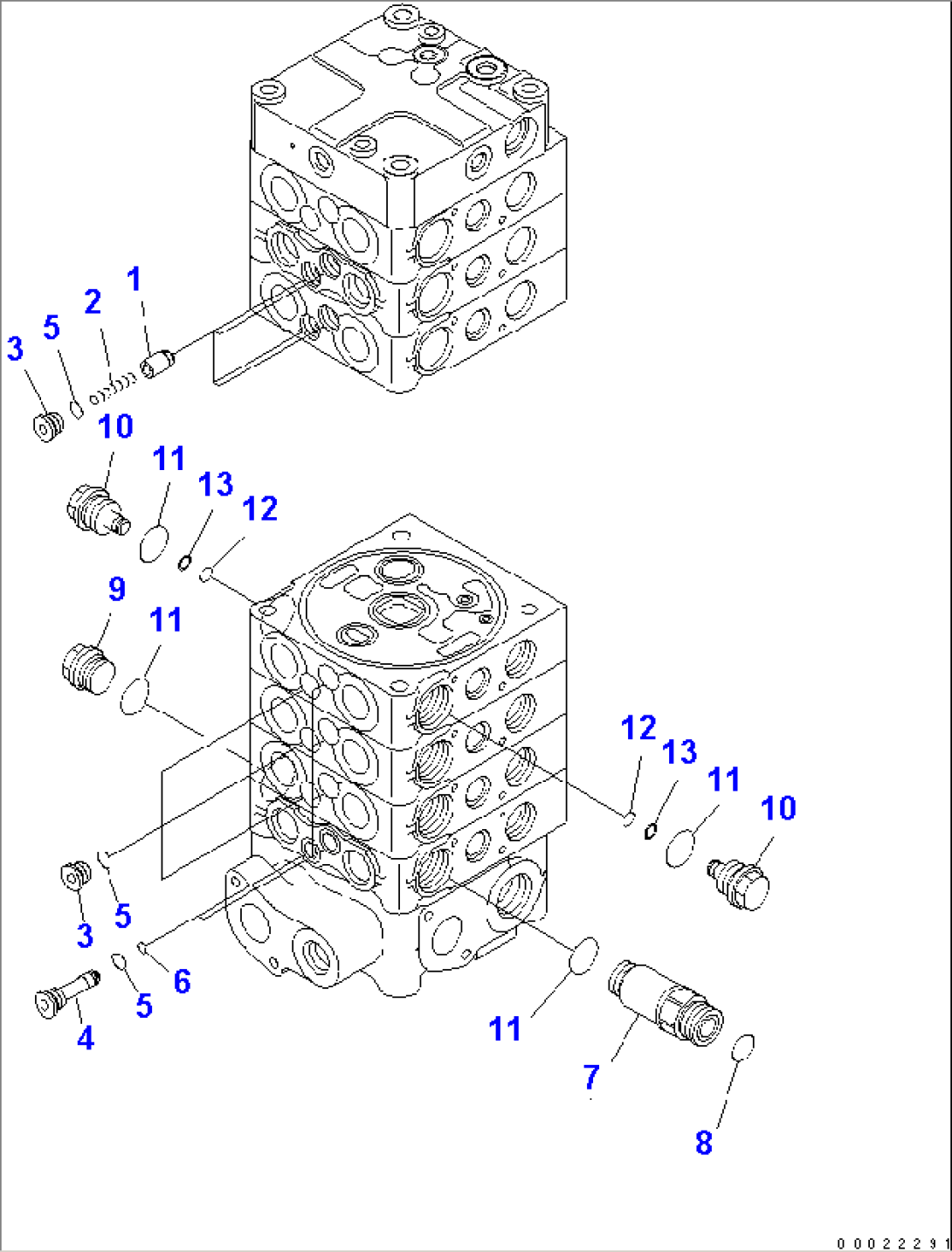 MAIN VALVE (7-SPOOL) (4/9) (FOR 1-PIECE BOOM)