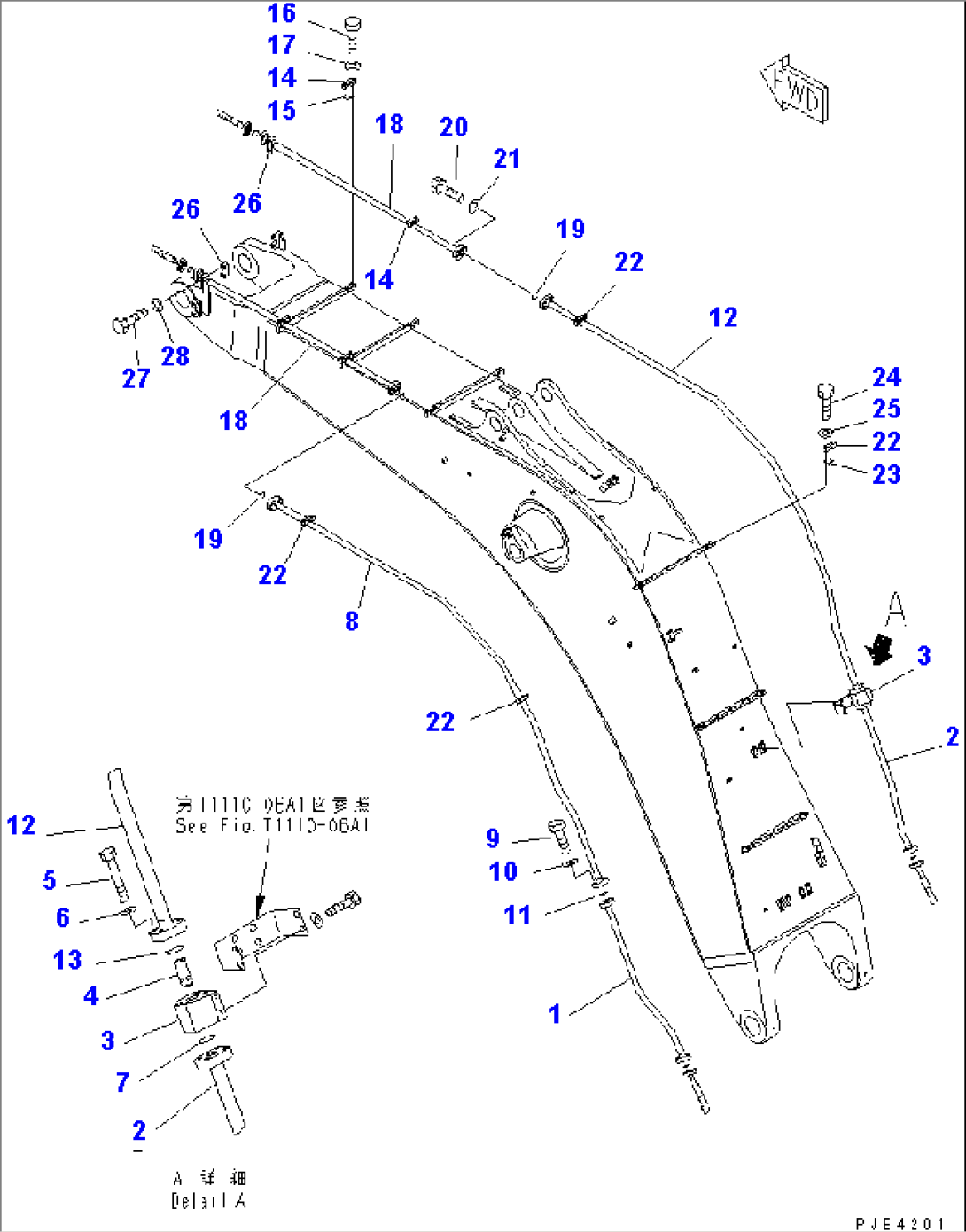 BOOM (7.1M) (BUCKET CYLINDER PIPING) (FOR BACKHOE)(#K30001-K31999)