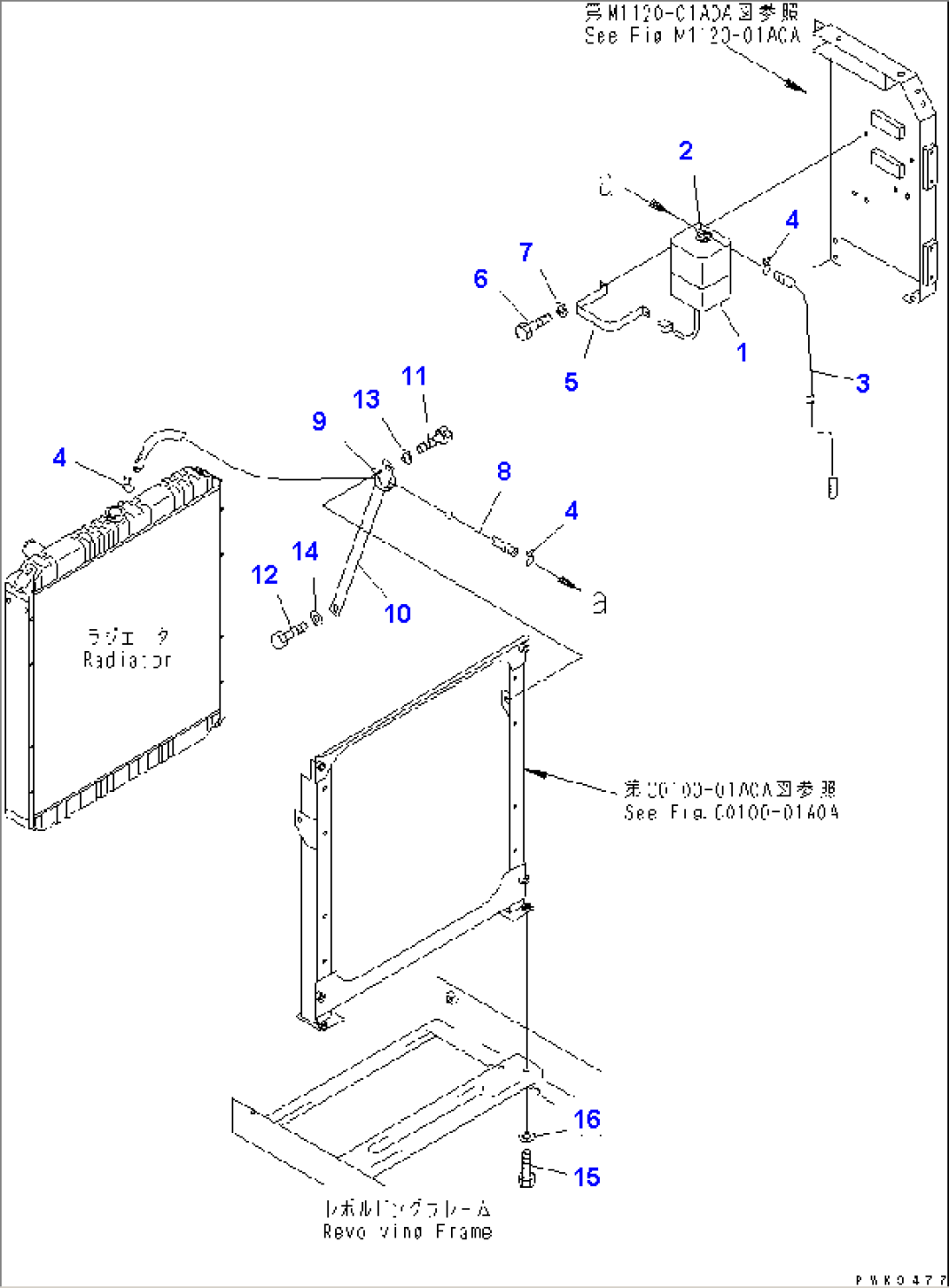 COOLING (SUB TANK AND RADIATOR MOUNT) (RIGID TYPE OIL COOLER)(#K32001-)