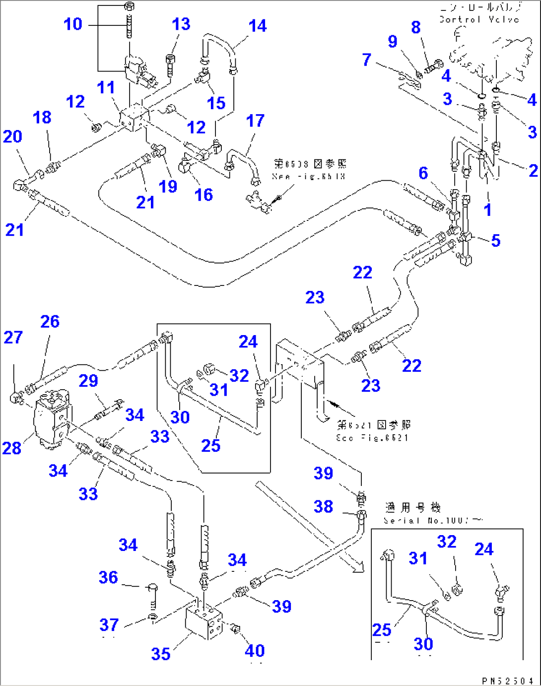 HYDRAULIC PIPING (TRAVEL MOTOR LINE) (1/2)