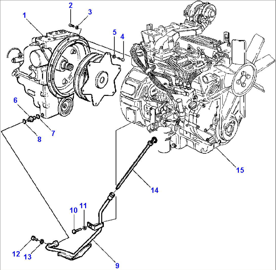 FIG. B1010-02A0 TIER I ENGINE AND TRANSMISSION CONNECTIONS