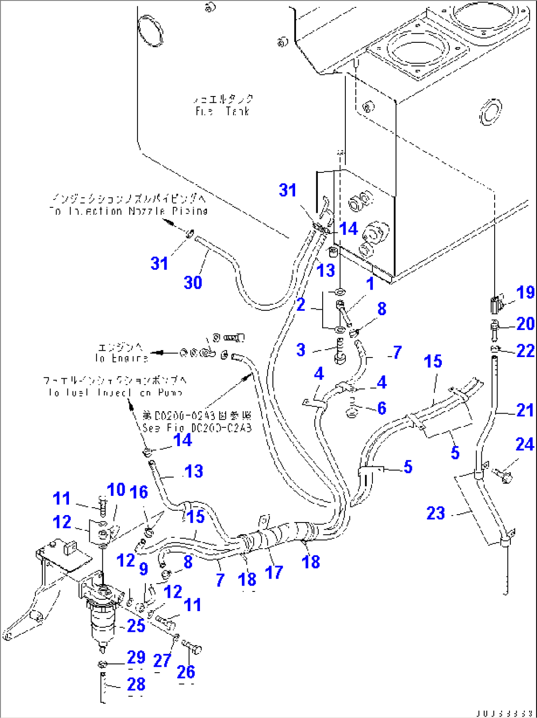 FUEL PIPING (WITH WATER SEPARATOR AND ADDITIONAL FILTER) (TIRE INFLATION KIT) (1/2)(#51001-)