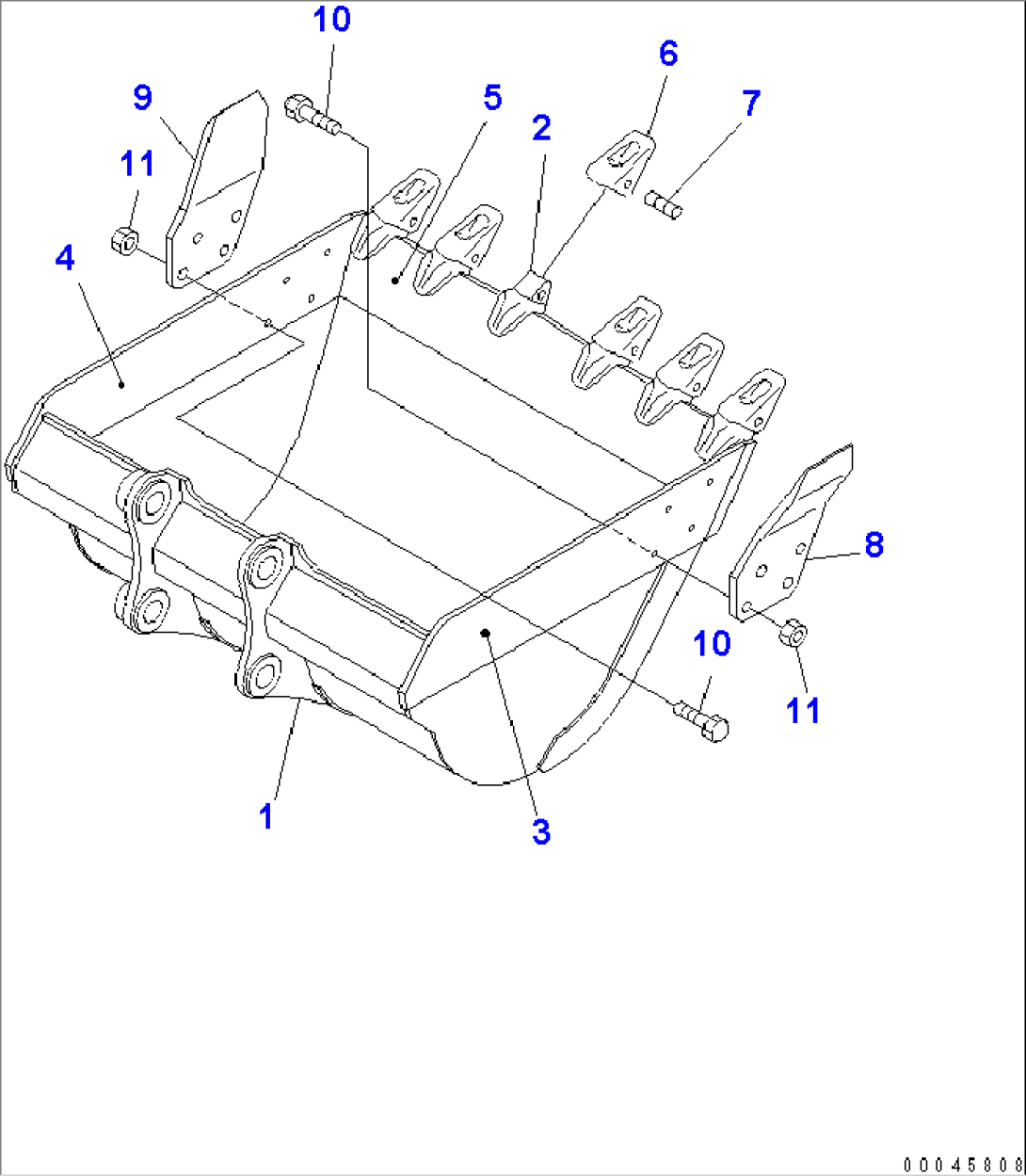 BUCKET¤ 1.0M3¤ 1330MM (HORIZONTAL PIN TYPE)(#310001-)
