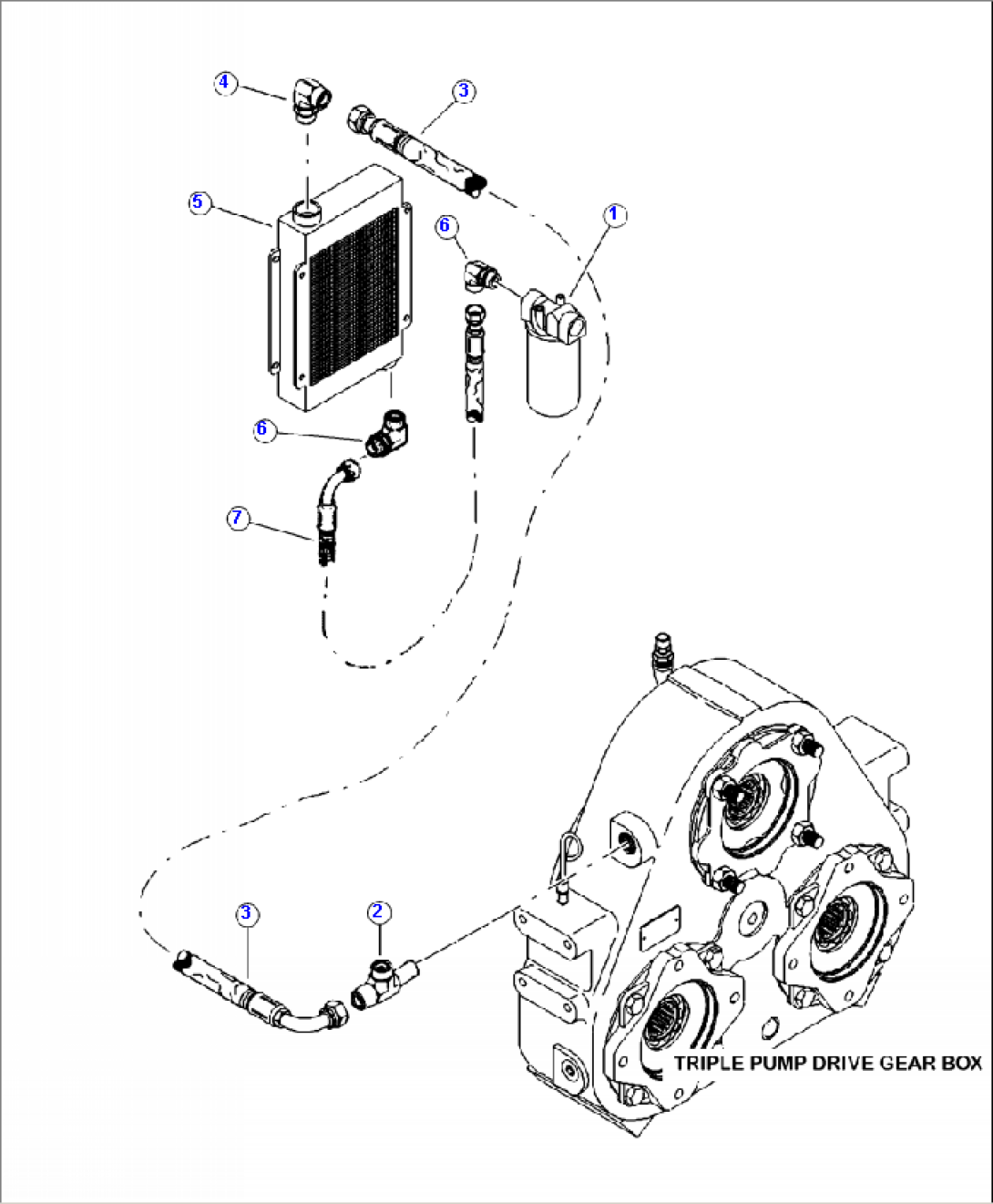 H0250-01A0 TRIPLE PUMP DRIVE GEAR BOX HYDRAULIC COOLER
