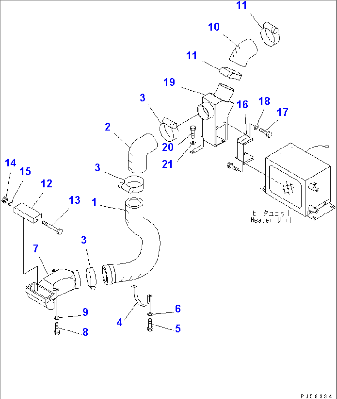 CAR HEATER (LOWER AIR PIPING) (1/2)