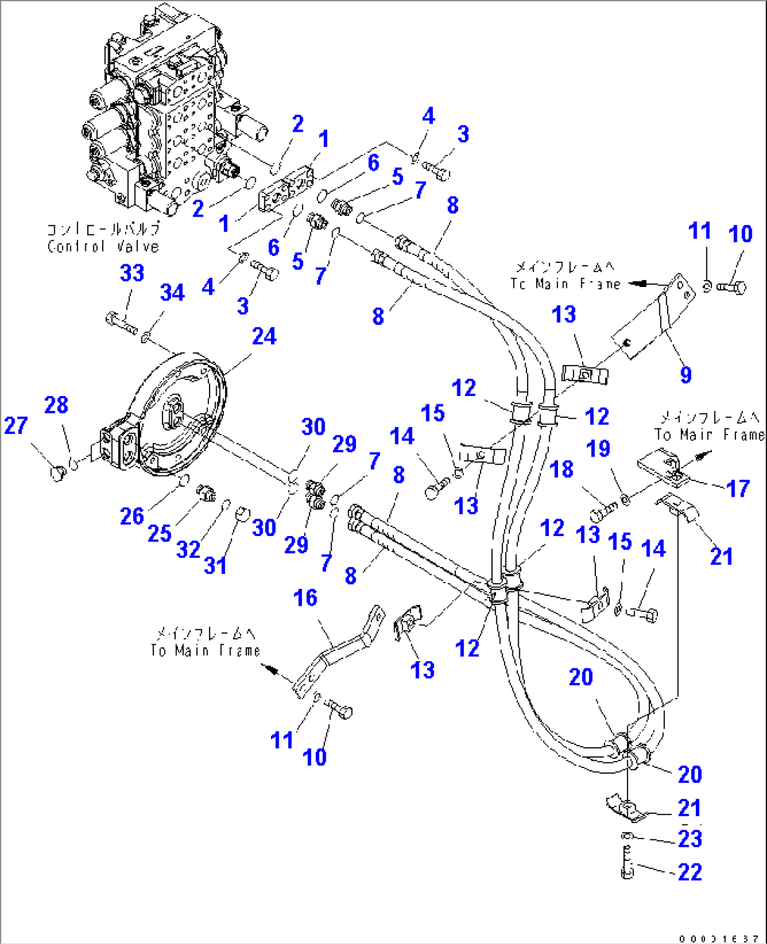 BLADE TILT LINE (FOR TILT DOZER)(#10001-10274)