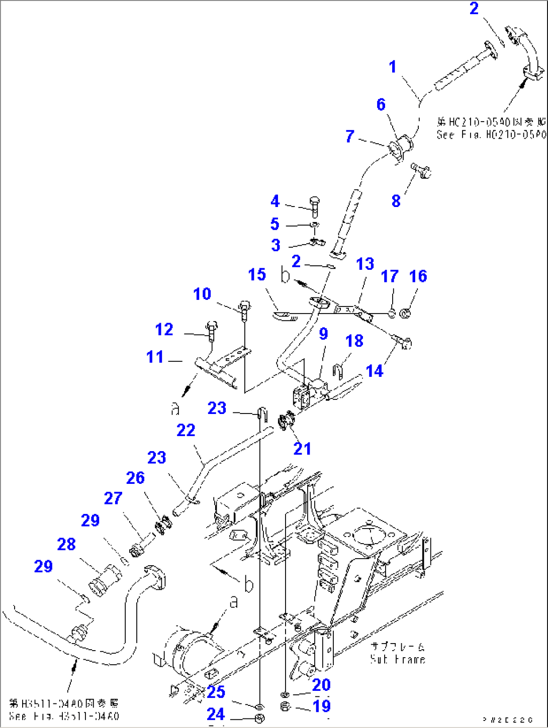 BRAKE COOLING PIPING (TRANSMISSION TO FRONT AXLE¤ 1/2)