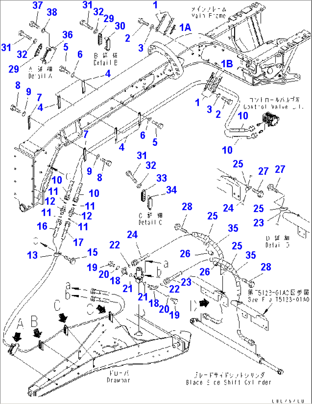 HYDRAULIC PIPING (BLADE SIDE SHIFT CYLINDER LINE)(#51007-)