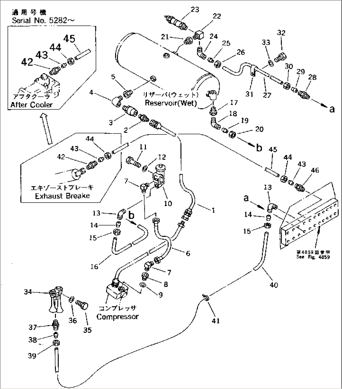 AIR PIPING (AIR COMPRESSOR TO WET RESERVOIR) (WITH EXHAUST BRAKE)(#5001-5484)