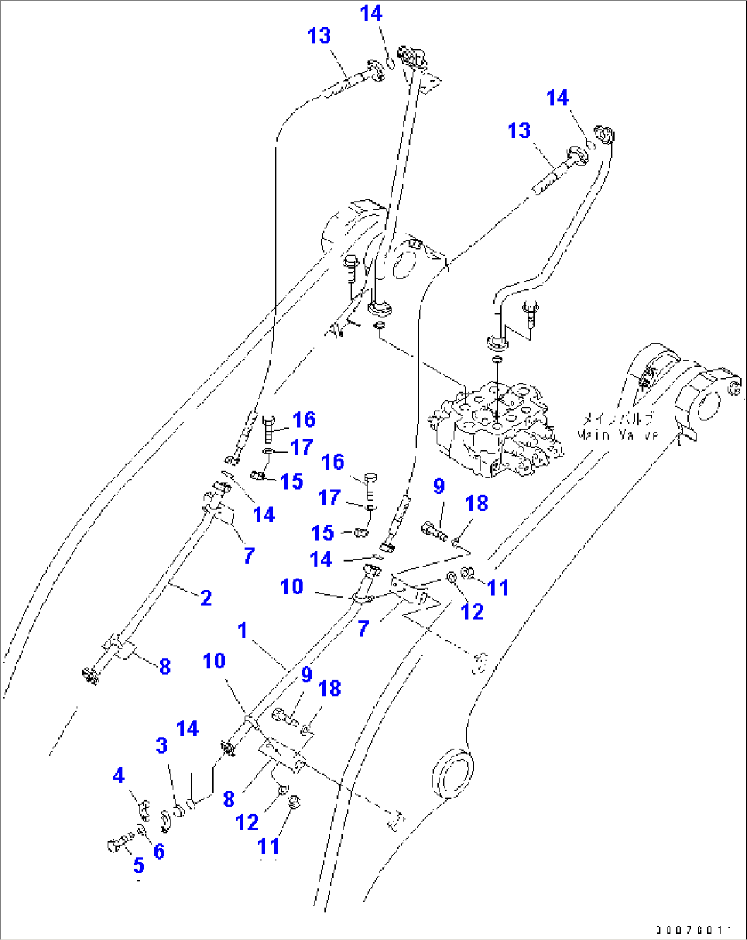 LIFT ARM AND BELL CRANK (FRONT ATTACHMENT LINE) (FOR 3-SPOOL CONTROL VALVE)