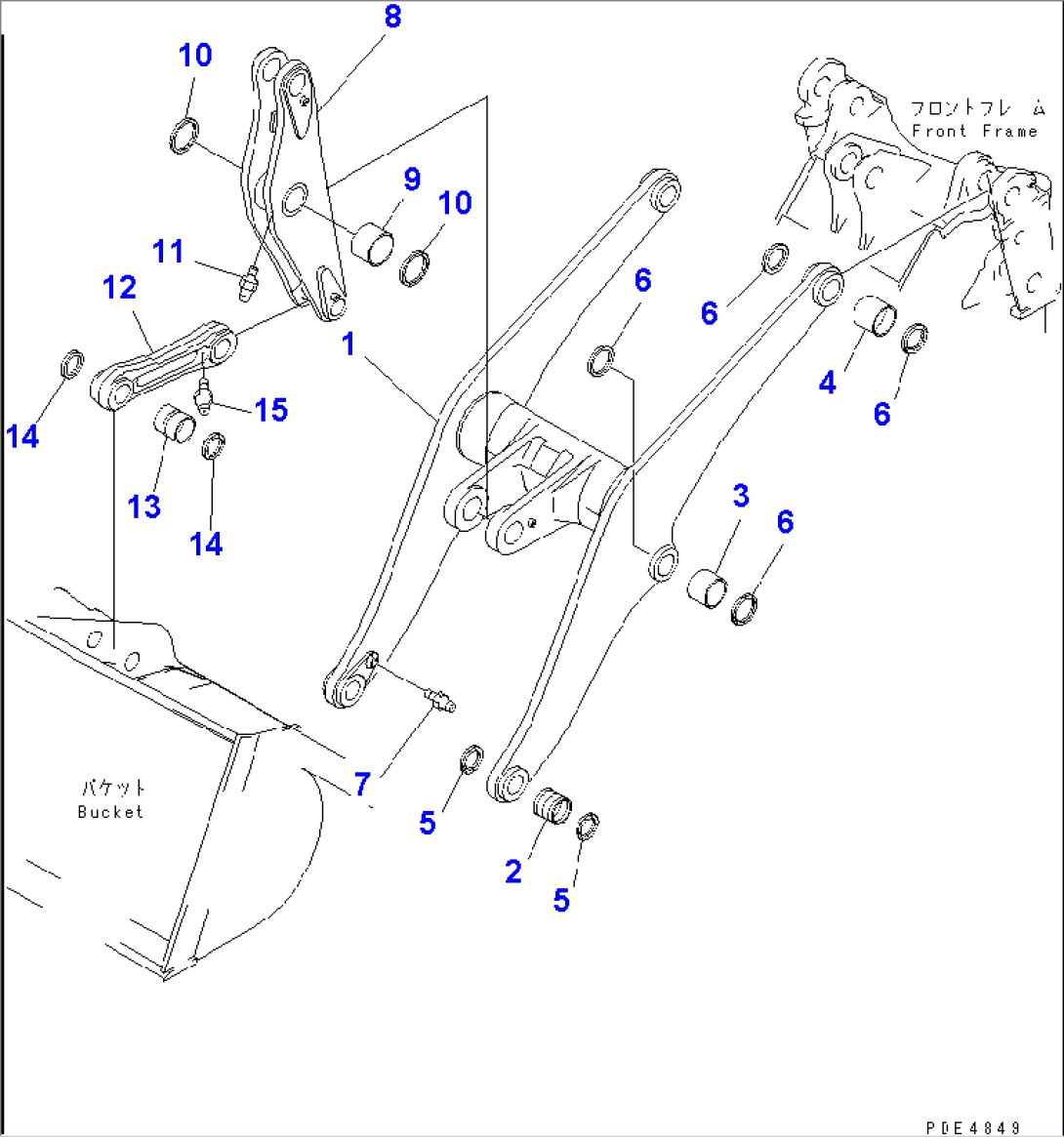 LIFT ARM AND BELLCRANK (WITH 3-SPOOL VALVE)