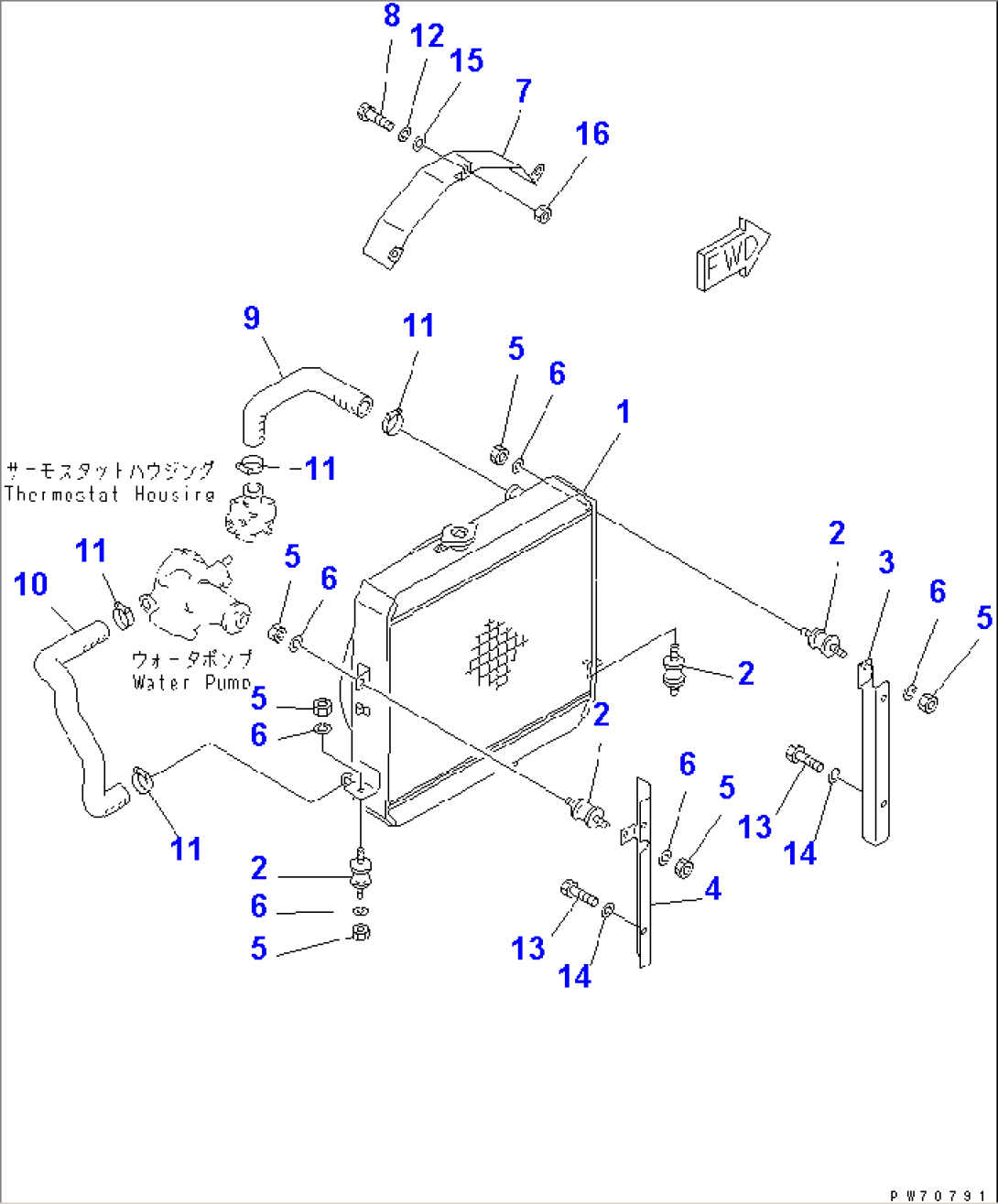 RADIATOR AND MOUNTING PARTS