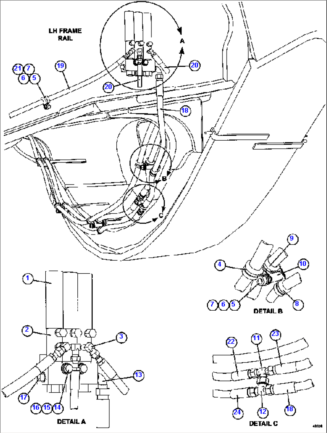 AUTOMATIC LUBRICATION - LH FRAME RAIL PIPING