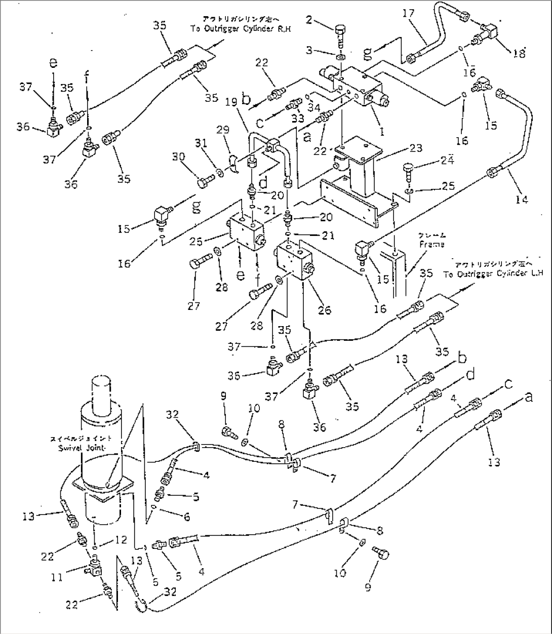 OUTRIGGER HYDRAULIC PIPING (LOWER) (L.H.¤ R.H. INDEPENDENT MOVEMENT)(#2301-2454)