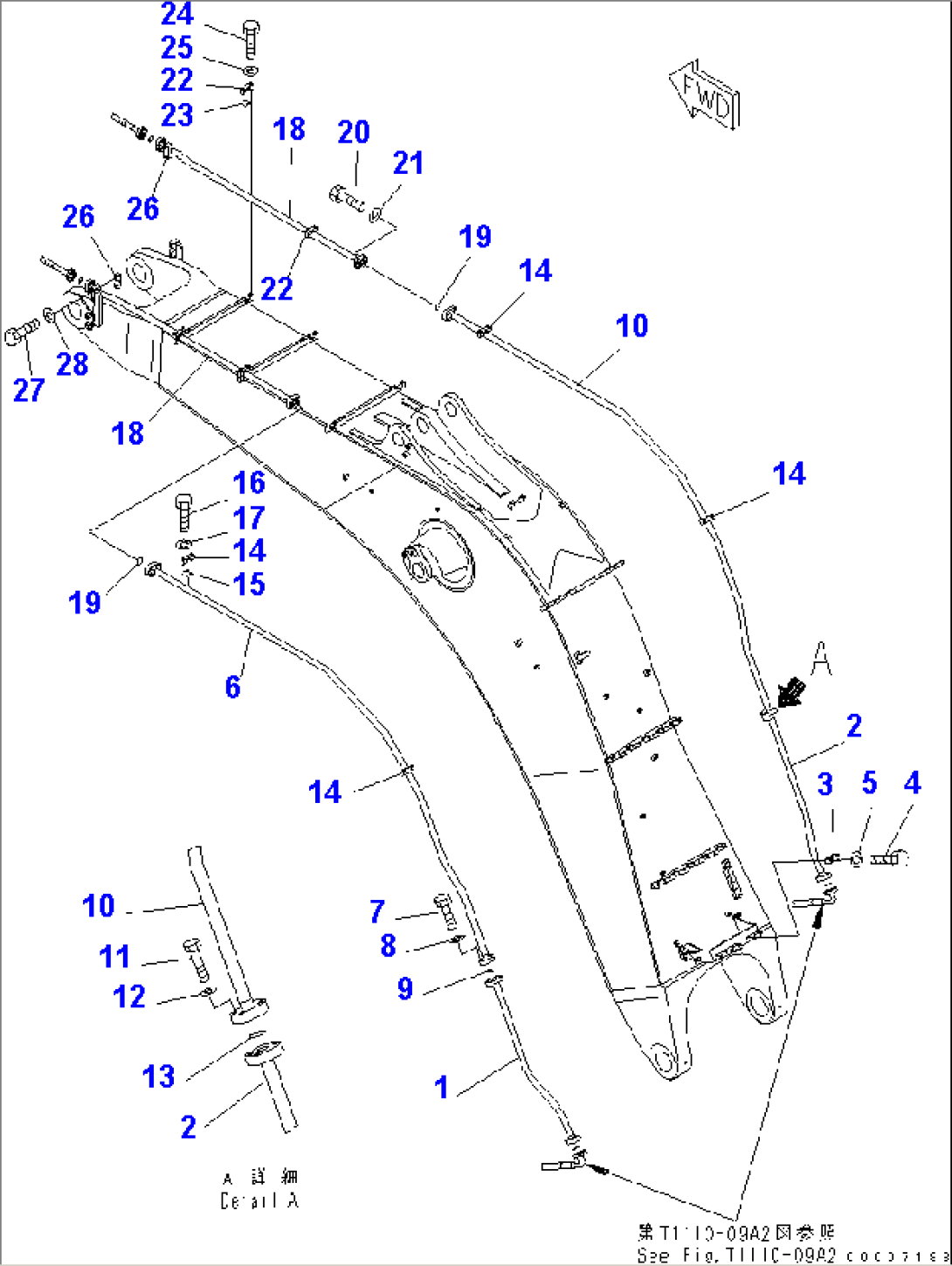 BOOM (7.1M) (BUCKET CYLINDER PIPING) (FOR BACKHOE)