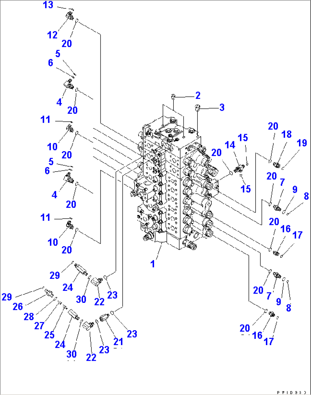 MAIN VALVE (CONNECTING PARTS WITH 2 ACTUATORS) (1/2)