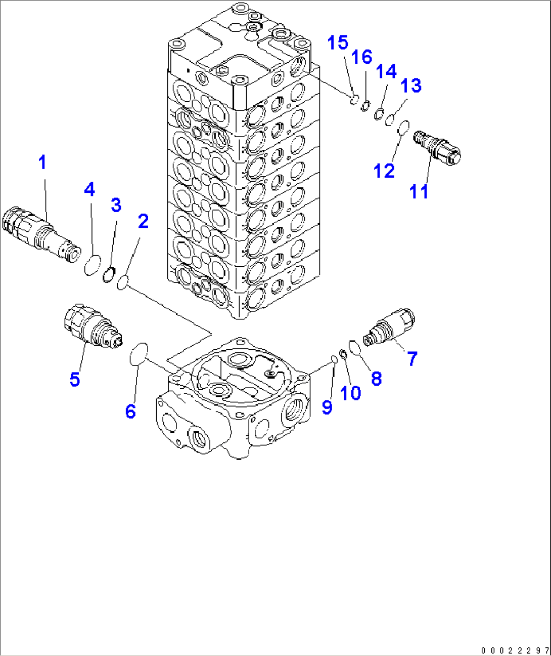 MAIN VALVE (8-SPOOL) (6/9) (FOR 2-PIECE BOOM)