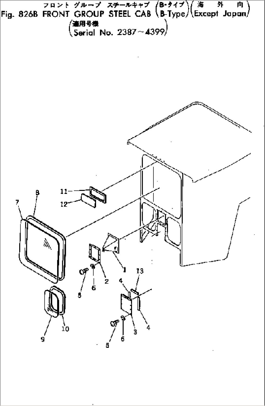 FRONT GROUP STEEL CAB (B-TYPE) (EXCEPT JAPAN)(#3326-4399)