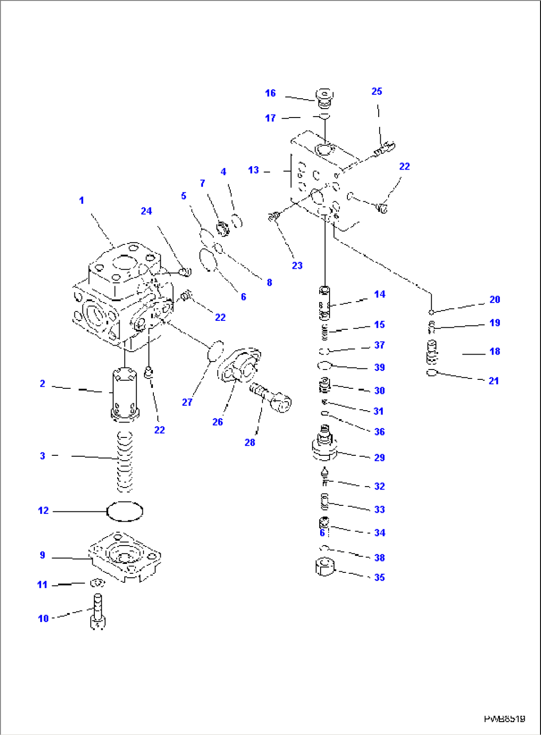 MAIN CONTROL VALVE, 2-ATTACHMENT, SERVOCONTROL FEED UNIT