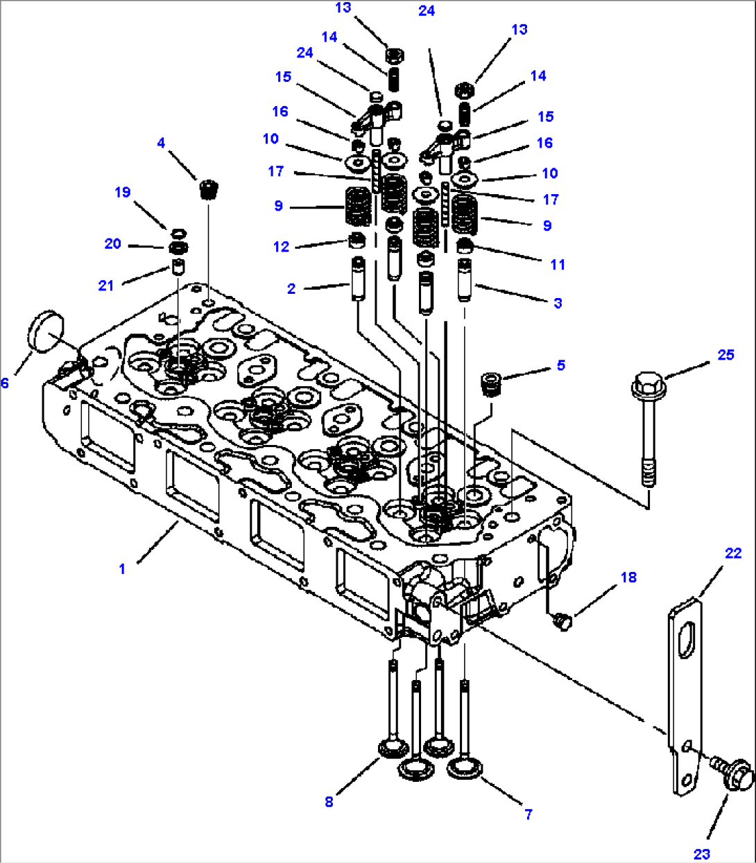 FIG. A0103-01A1 TIER II ENGINE - CYLINDER HEAD AND VALVE TRAIN