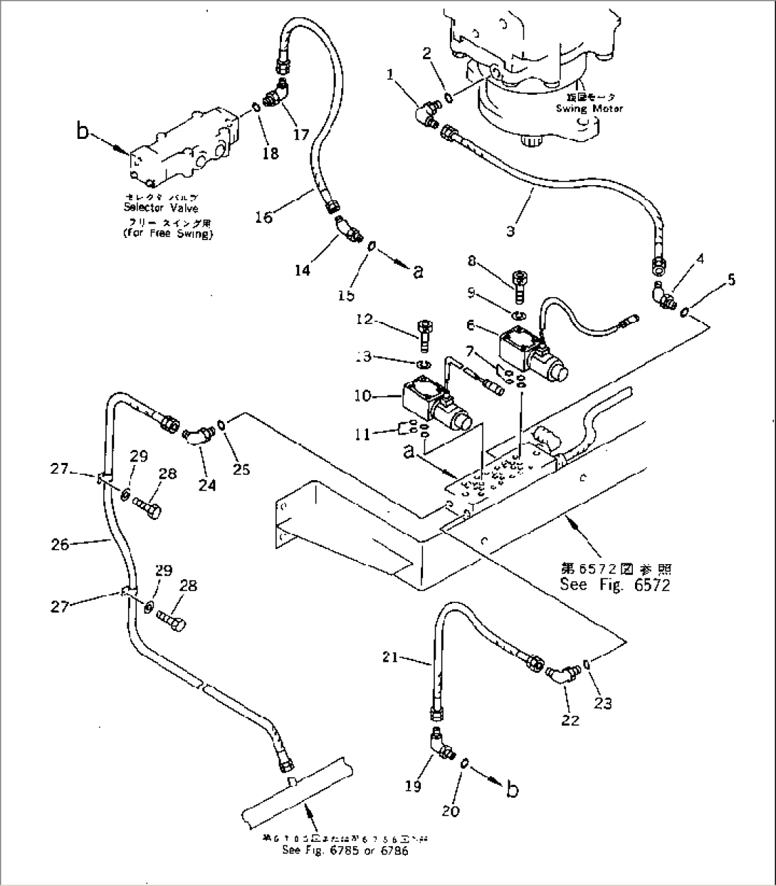 SWING MECHANICAL BRAKE PIPING (WITH FREE SWING) (EXCEPT JAPAN)