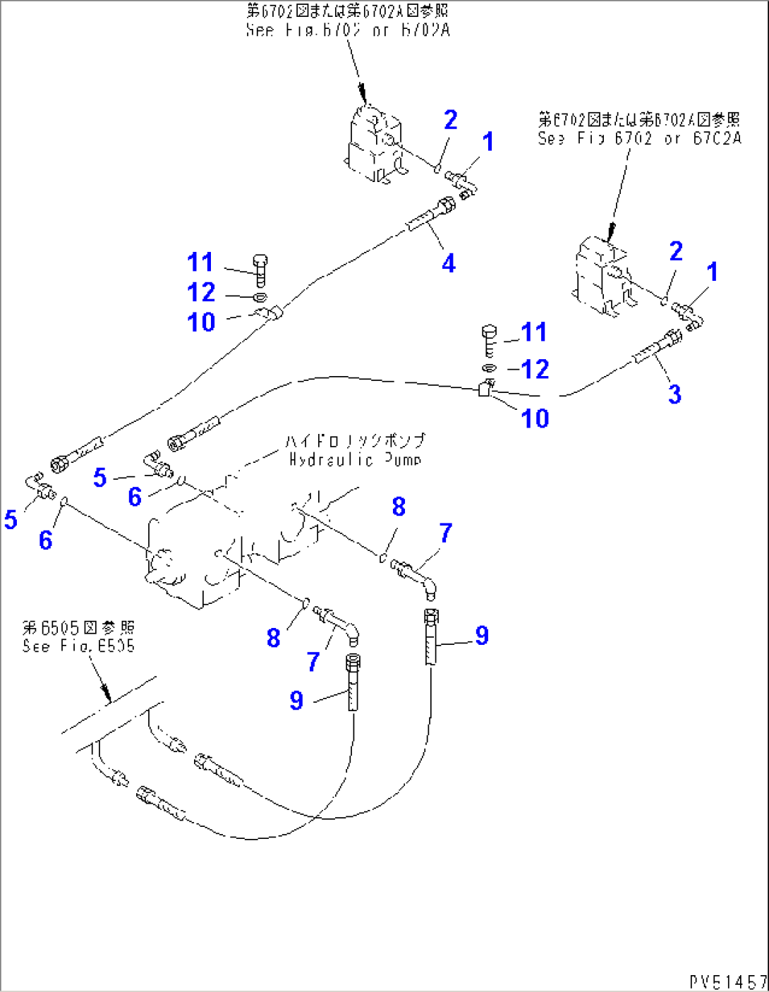 HYDRAULIC PIPING (TRAVEL MOTOR LINE) (3/4)(#11003-)