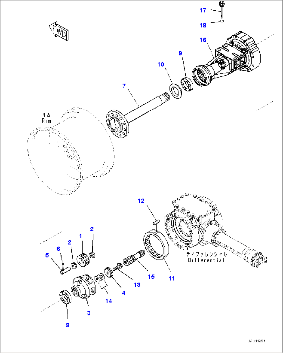 Front Axle, Final Drive and Housing, L.H.