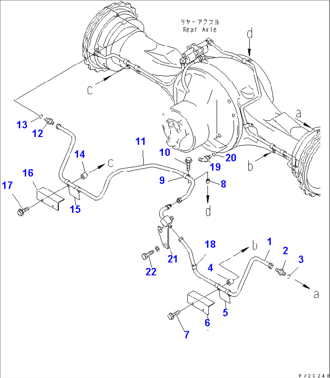 BRAKE PIPING (REAR AXLE LINE) (WITH BRAKE COOLING SYSTEM)(#50001-52340)