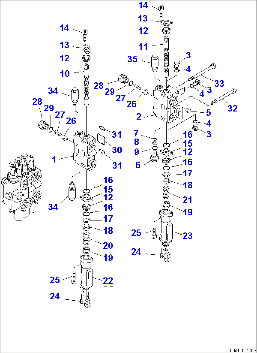 5-SPOOL CONTROL VALVE (2/3)(#60001-)