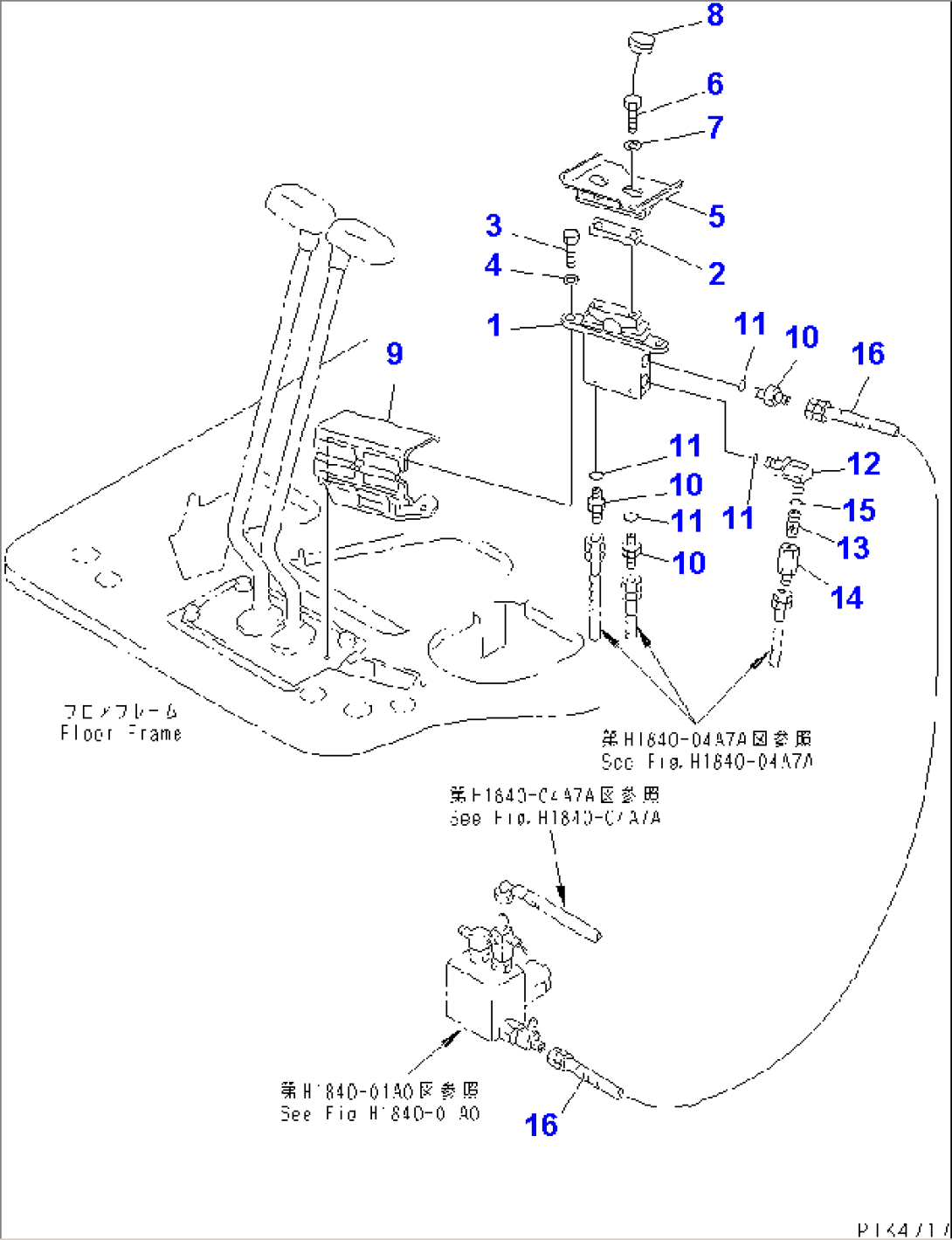 FLOOR FRAME (ATTACHMENT CONTROL) (TERESCOPIC ARM OR ATTACHMENT)