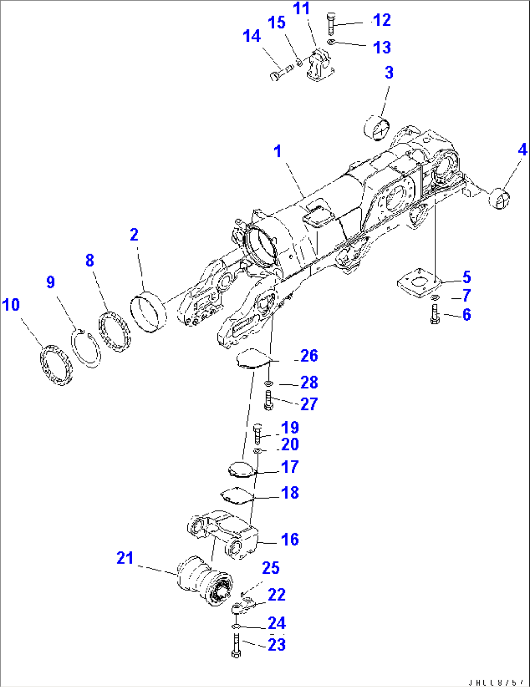 TRACK FRAME (L.H.) (TRACK FRAME AND 1ST BOGIE) (COLD WEATHER SPEC.) (7 ROLLER) (FOR CHINA)