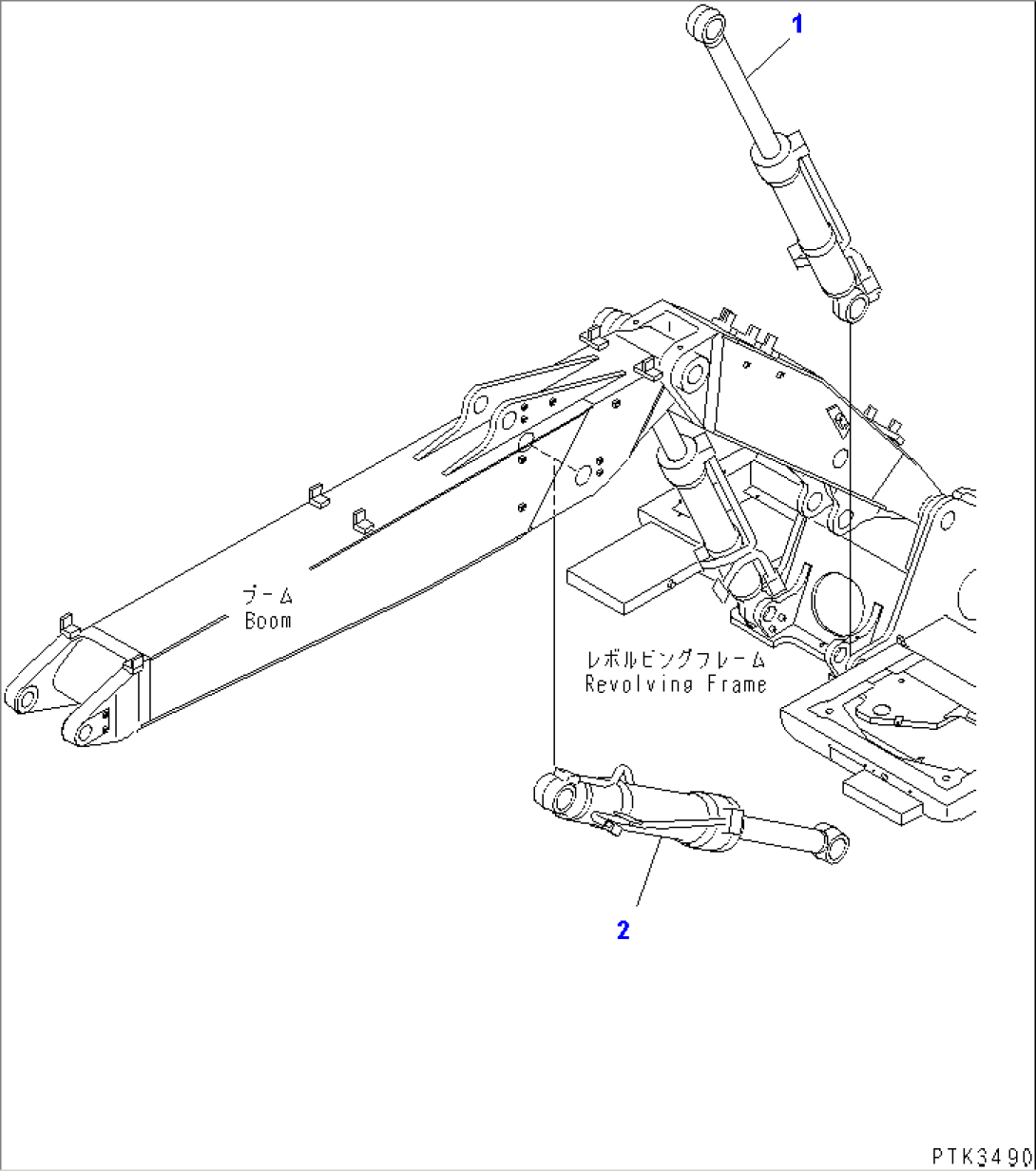 WORK EQUIPMENT CYLINDER (BOOM) (FOR 2-PIECE BOOM)