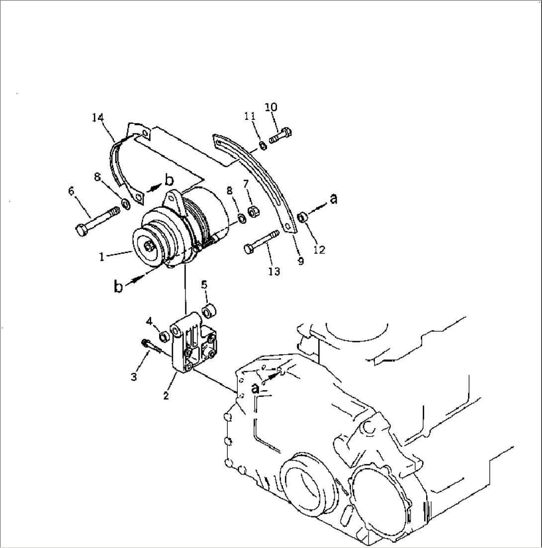 ALTERNATOR AND MOUNTING (35A) (WITH SAFETY COVER)