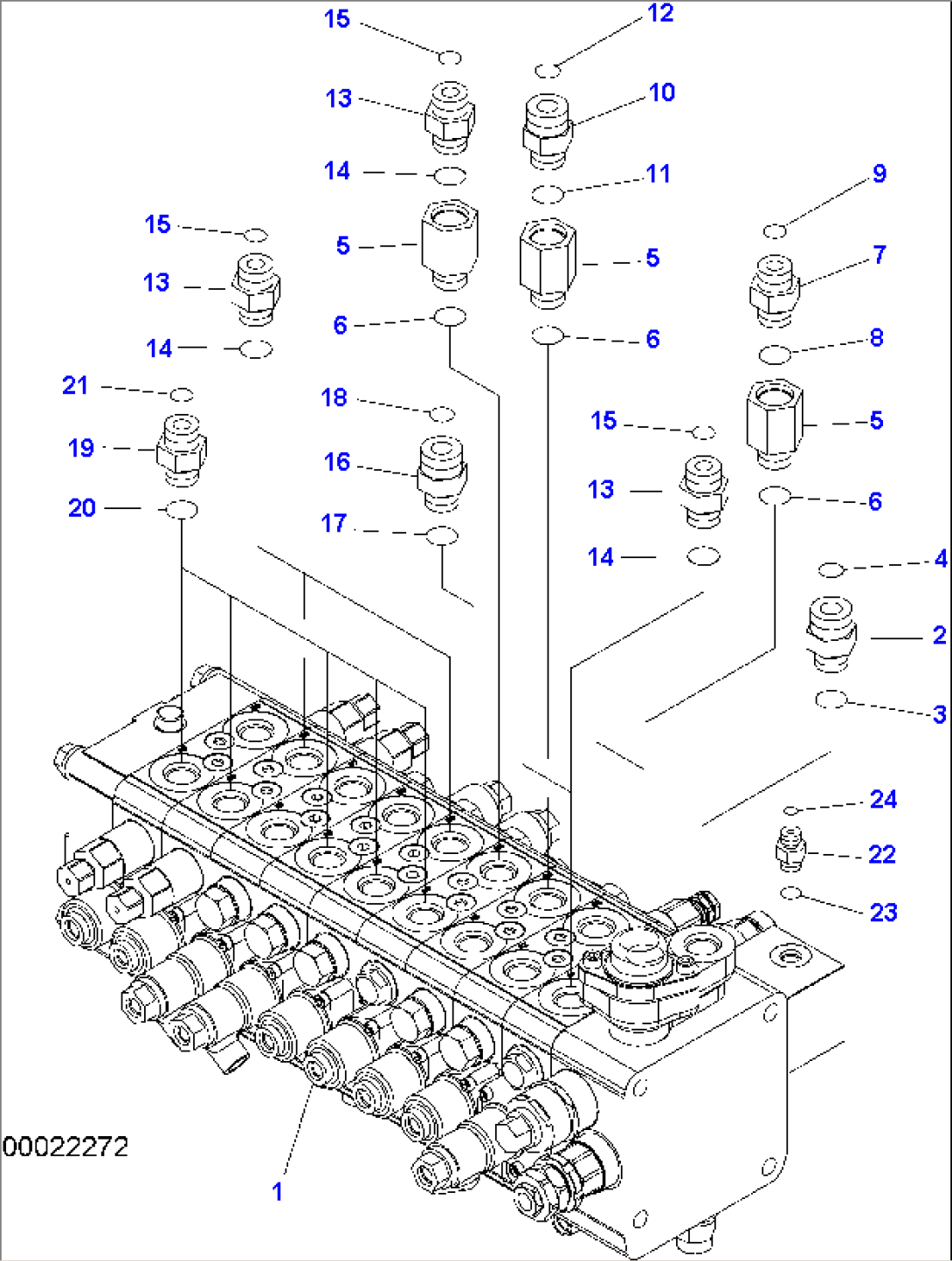 MAIN VALVE (9-SPOOL/TWO-PIECE BOOM) - CONNECTING PARTS (1/4)