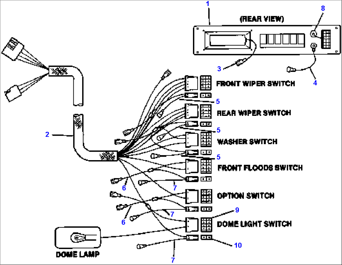 ROPS CAB AUXILIARY CONTROL PANEL ELECTRICAL WIRING - S/N 7001 - N\A