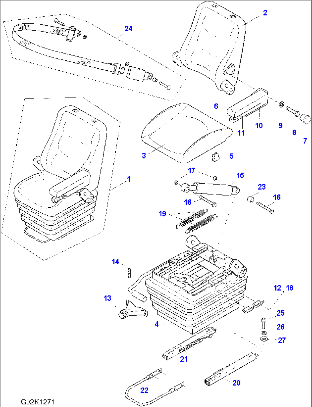 DRIVERS SEAT, ATTACHING PARTS