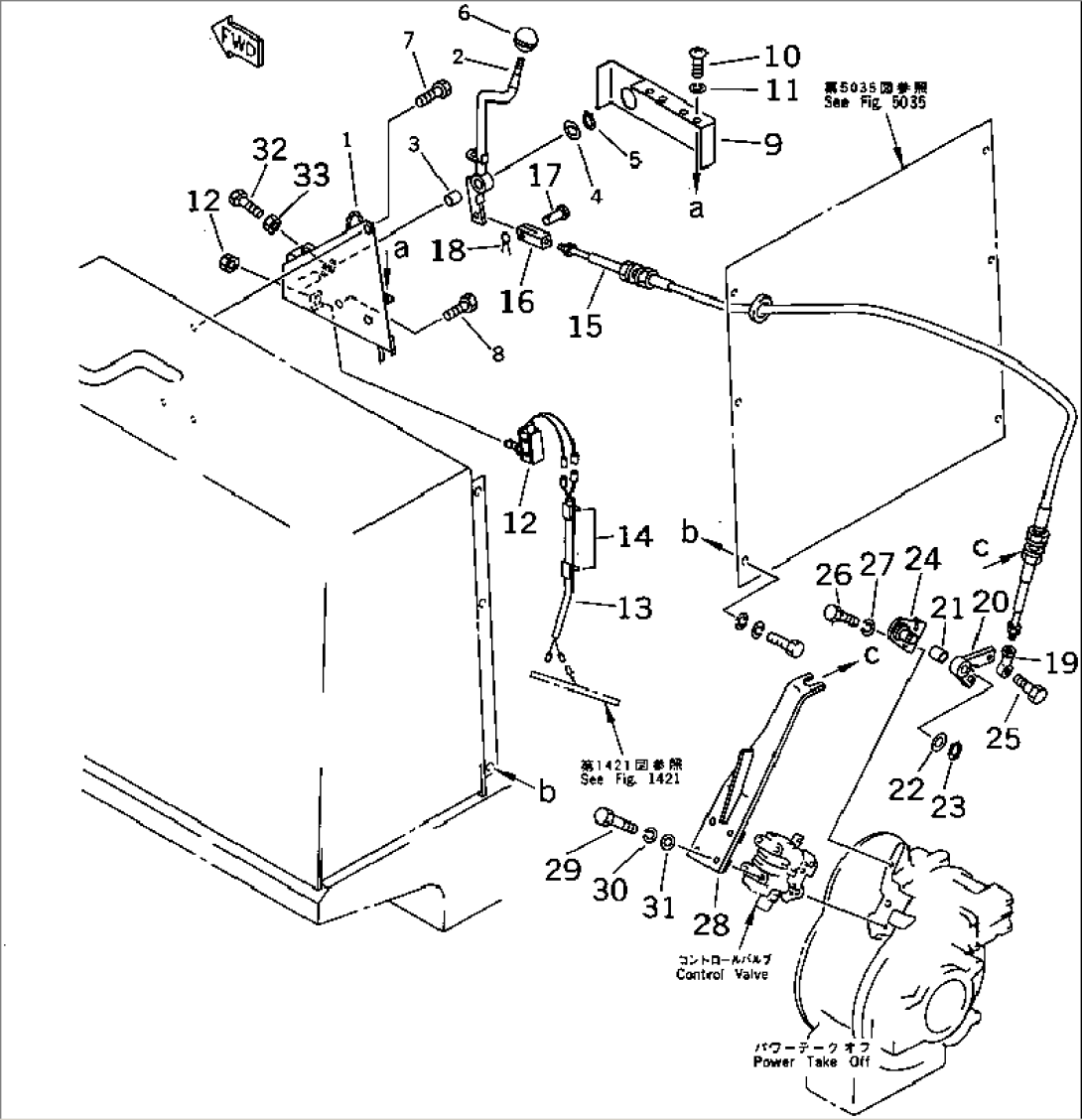 P.T.O. CONTROL LEVER