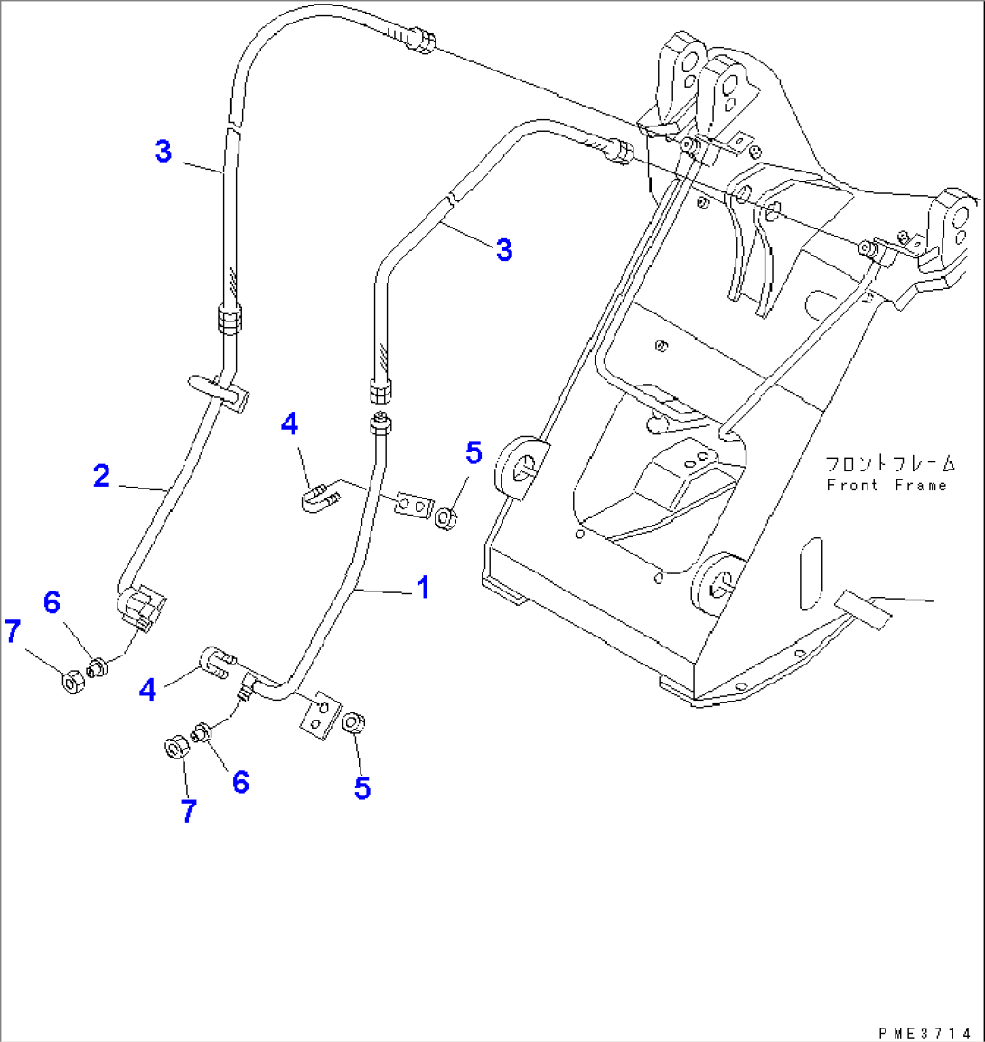 LIFT ARM AND BELLCRANK (3-SPOOL CONTROL VALVE PIPING)