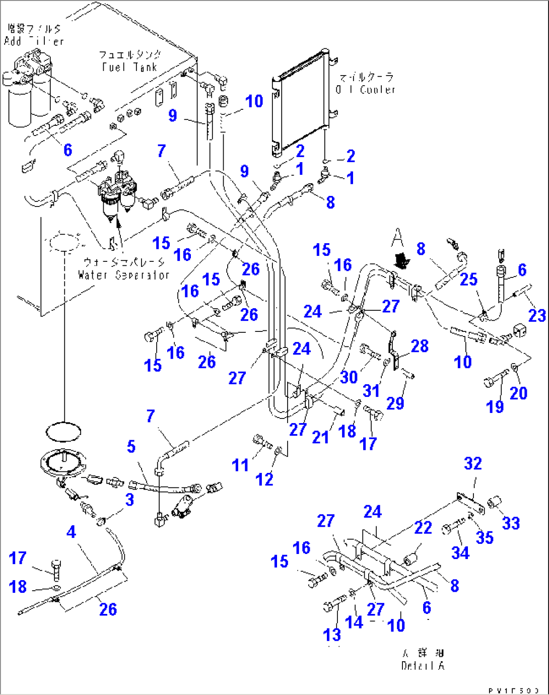 FUEL LINE (1/3) (WITH PRE-FUEL FILTER AND WATER SEPARATOR)(#11001-11132)