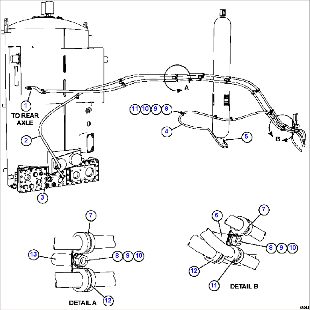 AUTOMATIC LUBRICATION - LH FRAME RAIL PIPING