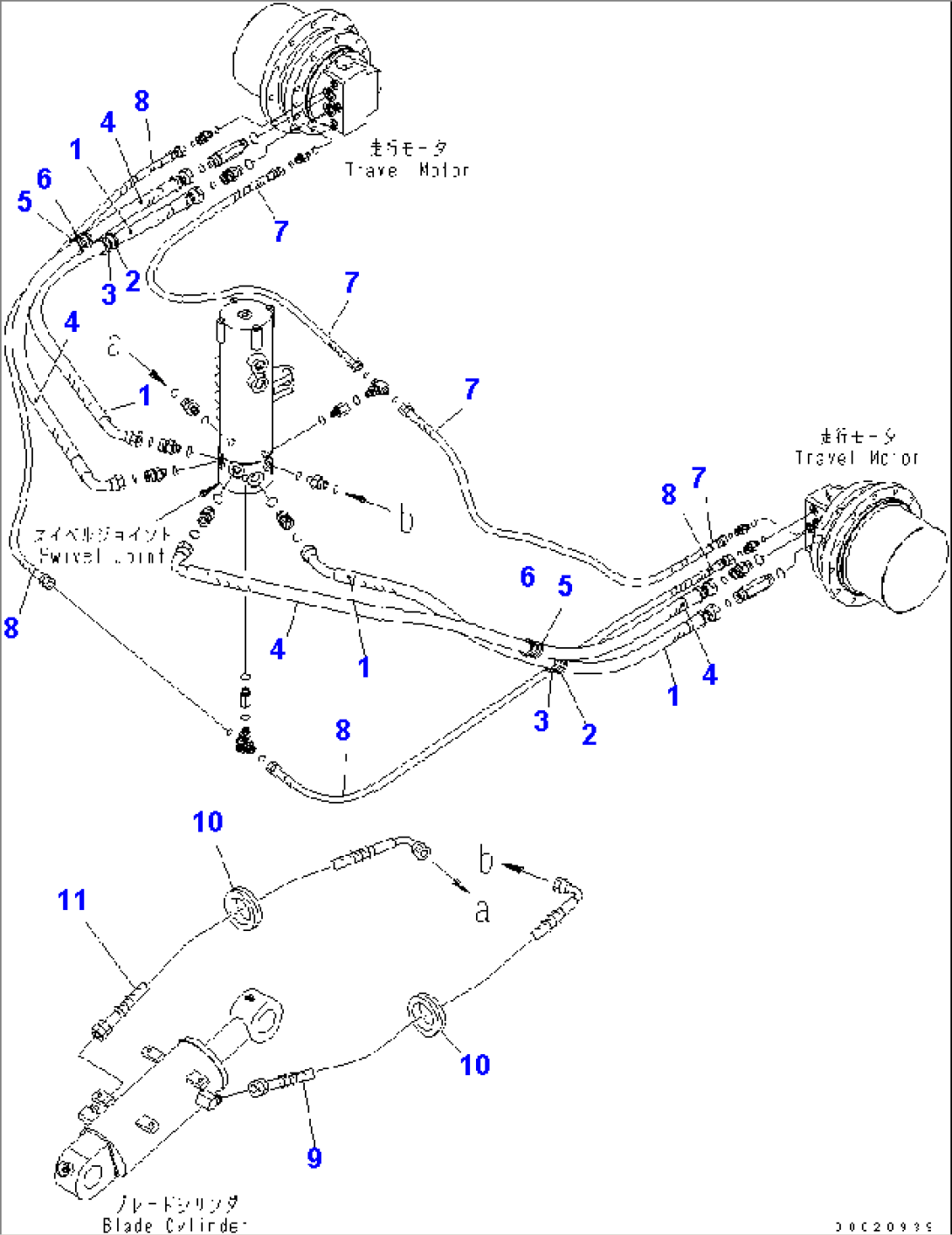 LOWER HYDRAULIC PIPING (FOR POWER ANGLE POWER TILT) (FOR POWER ANGLE BLADE)