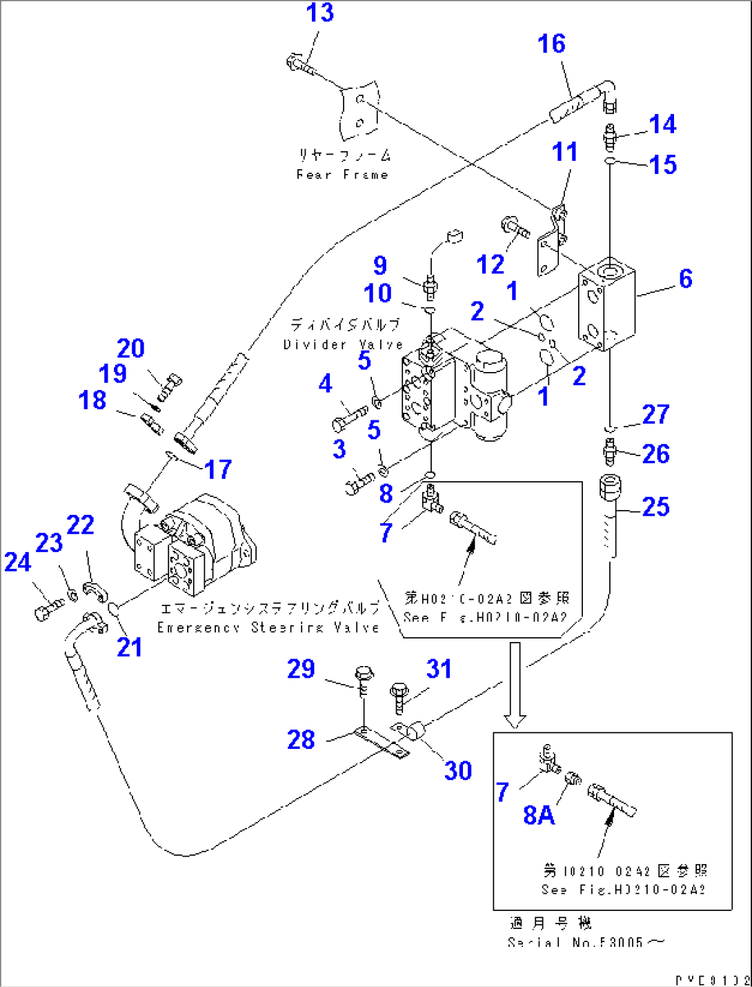 HYDRAULIC PIPING (EMERGENCY STEERING PUMP TO DIVIDER VALVE) (EMERGENCY STEERING)