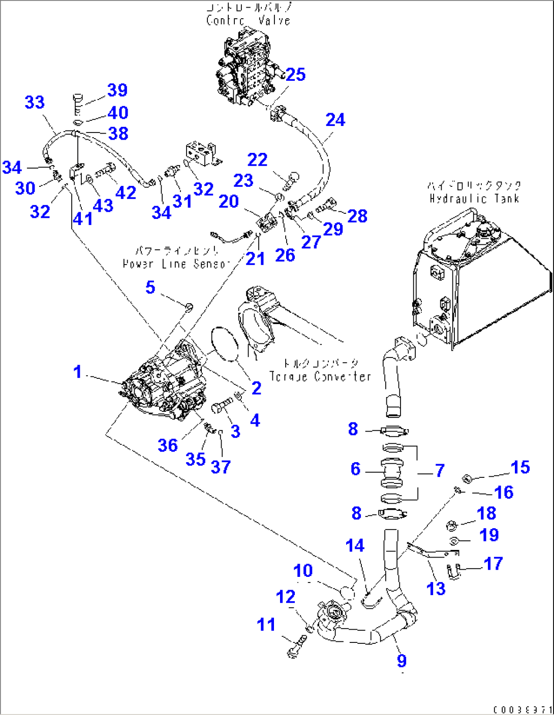 POWER TRAIN OIL LINE (H.S.S. PUMP AND DELIVERY HOSE)(#1001-)