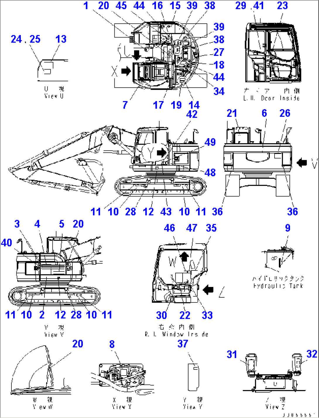 DECAL AND PLATE (2-PIECE BOOM AND ROTATION ARM) (EU. SPEC.)