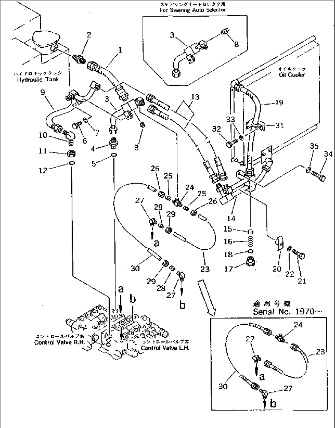 HYDRAULIC PIPING (VALVE TO OIL COOLER TO TANK) (WITH OLSS)(#1862-)