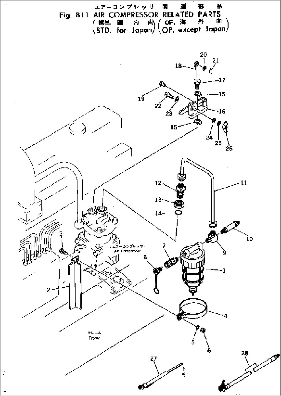 AIR COMPRESSOR RELATED PARTS (STD¤ FOR JAPAN) (OP¤ EXCEPT JAPAN)