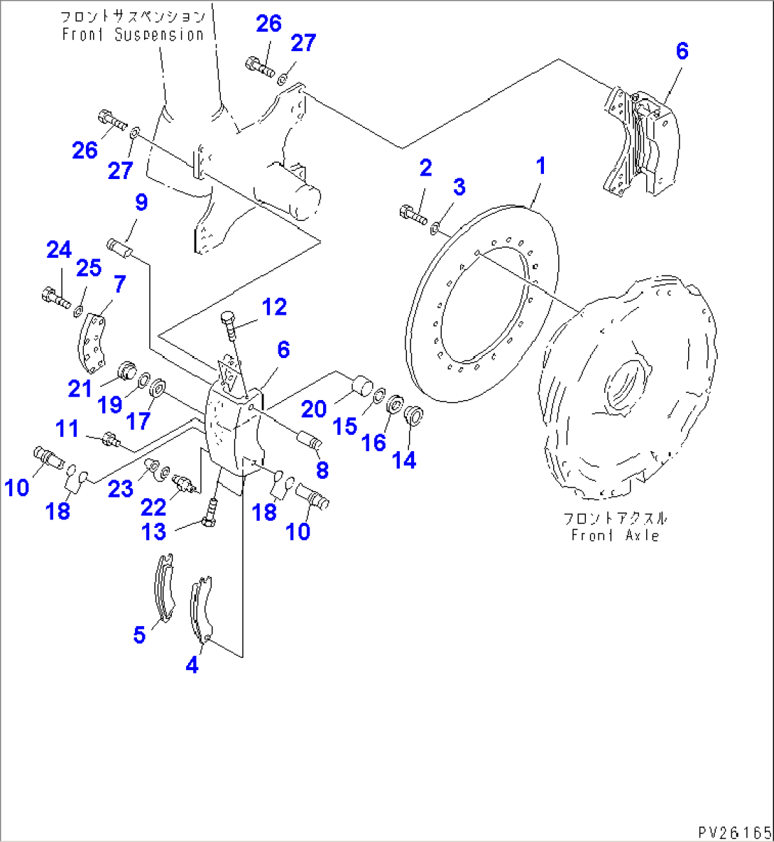 FRONT AXLE (LEFT HAND) (FRONT BRAKE ASS