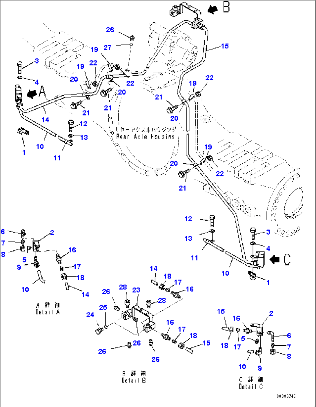 Rear Brake Oil Piping, Drain Piping (#2633-)