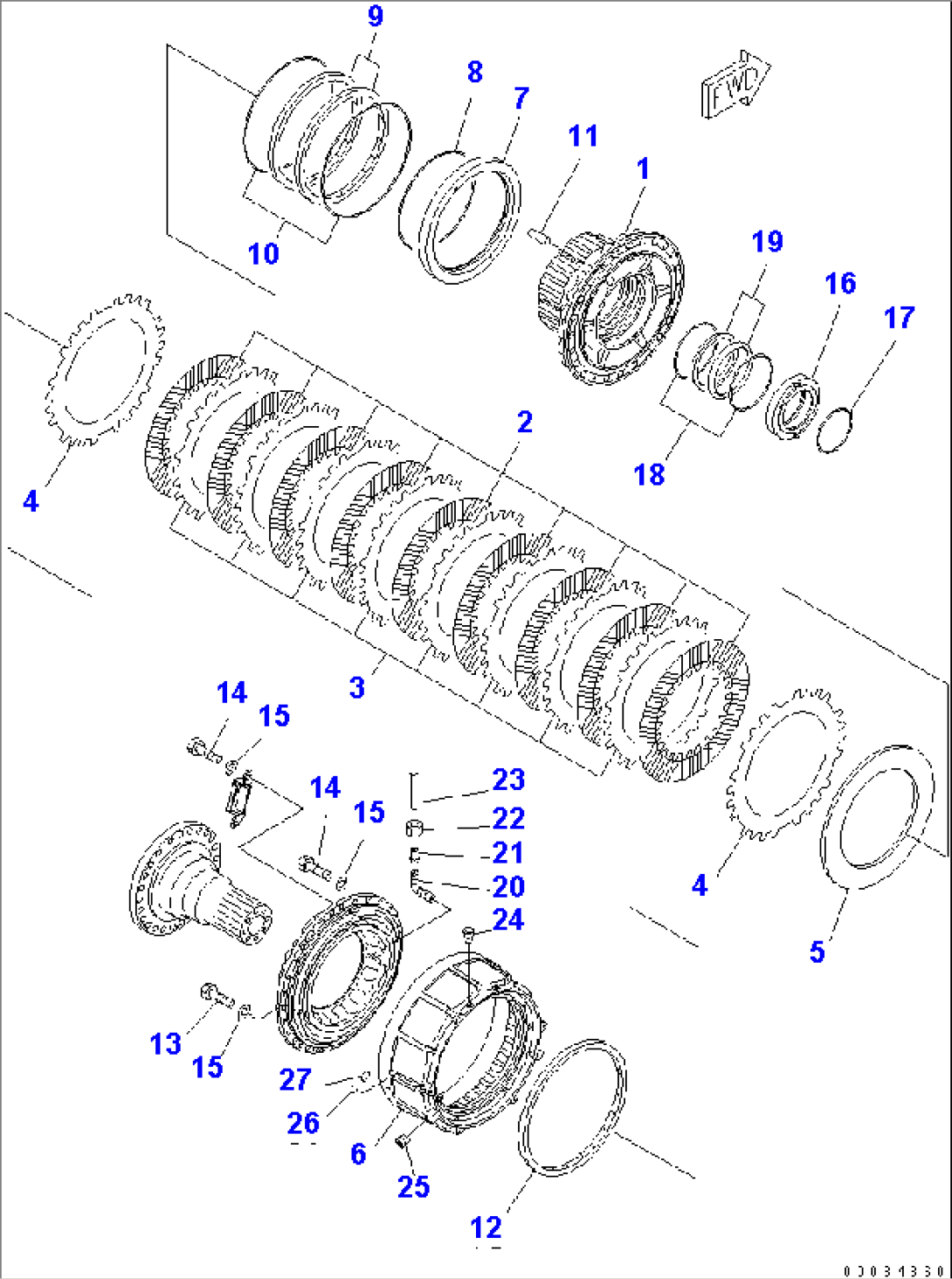 CENTER AXLE (R.H.) (HUB) (SERVICE PARTS) (-40ßC SPEC.)